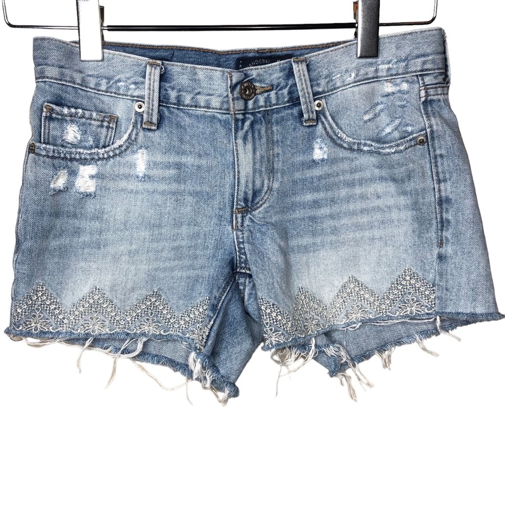 Lucky Brand The Cut Off Denim Shorts Size 24 Waist 30 Embroidery Boho Festival
